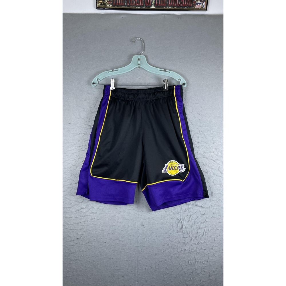 Los Angeles Lakers Shorts Mens Medium Black Purple Yellow NBA Basketball UNK